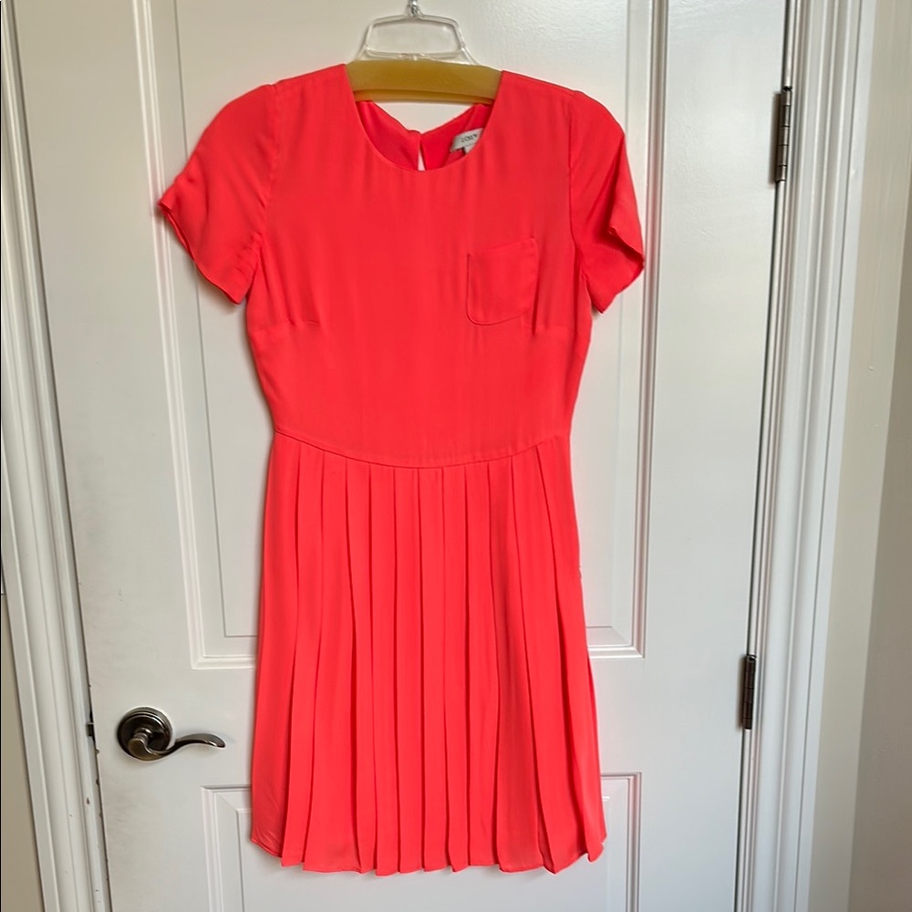 J.Crew Collection Pleated Neon Coral Dress size: 2